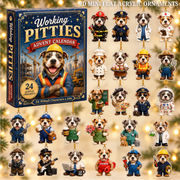 Working Pitties Advent Calendar 2026 - 24-Day Festive Countdown, Acrylic Charms Blind Box - Gift For Pitbull Lovers