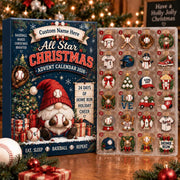 Baseball Advent Calendar 2026, Christmas Countdown Box, 24 Baseball Charms, Personalized Name Holiday Keepsake, Baseball Player Gift