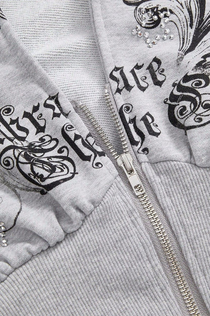 Faux Fur Trim Corset Zip Hoodie