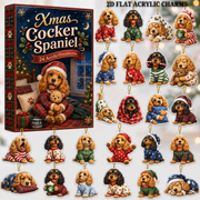 Cocker Spaniel Pajama Advent Calendar 2026 - 24-Day Festive Countdown, Acrylic Charms Blind Box - Gift For Cocker Spaniel Lovers