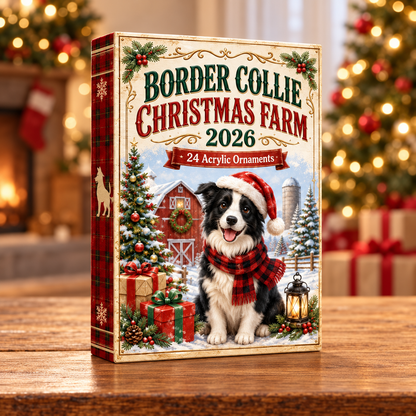 Border Collie Christmas Farm Advent Calendar 2026 - 24-Day Festive Countdown, Acrylic Charms Blind Box - Gift For Border Collie Lovers