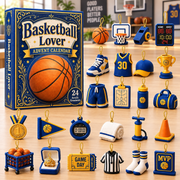 Basketball Blue Theme Advent Calendar 2026, Hoops Holiday Countdown Box, Acrylic Sports Charm Set, Athletic Fan Blind Box Gift