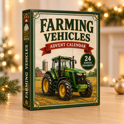 Farming Vehicles World Advent Calendar 2026 - 24-Day Festive Countdown, Acrylic Charms Blind Box - Gift For Vehicle Lovers