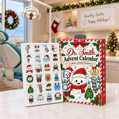 Personalized Dr. Smith Dental Advent Calendar: Custom 24 Acrylic Designs Blind Box