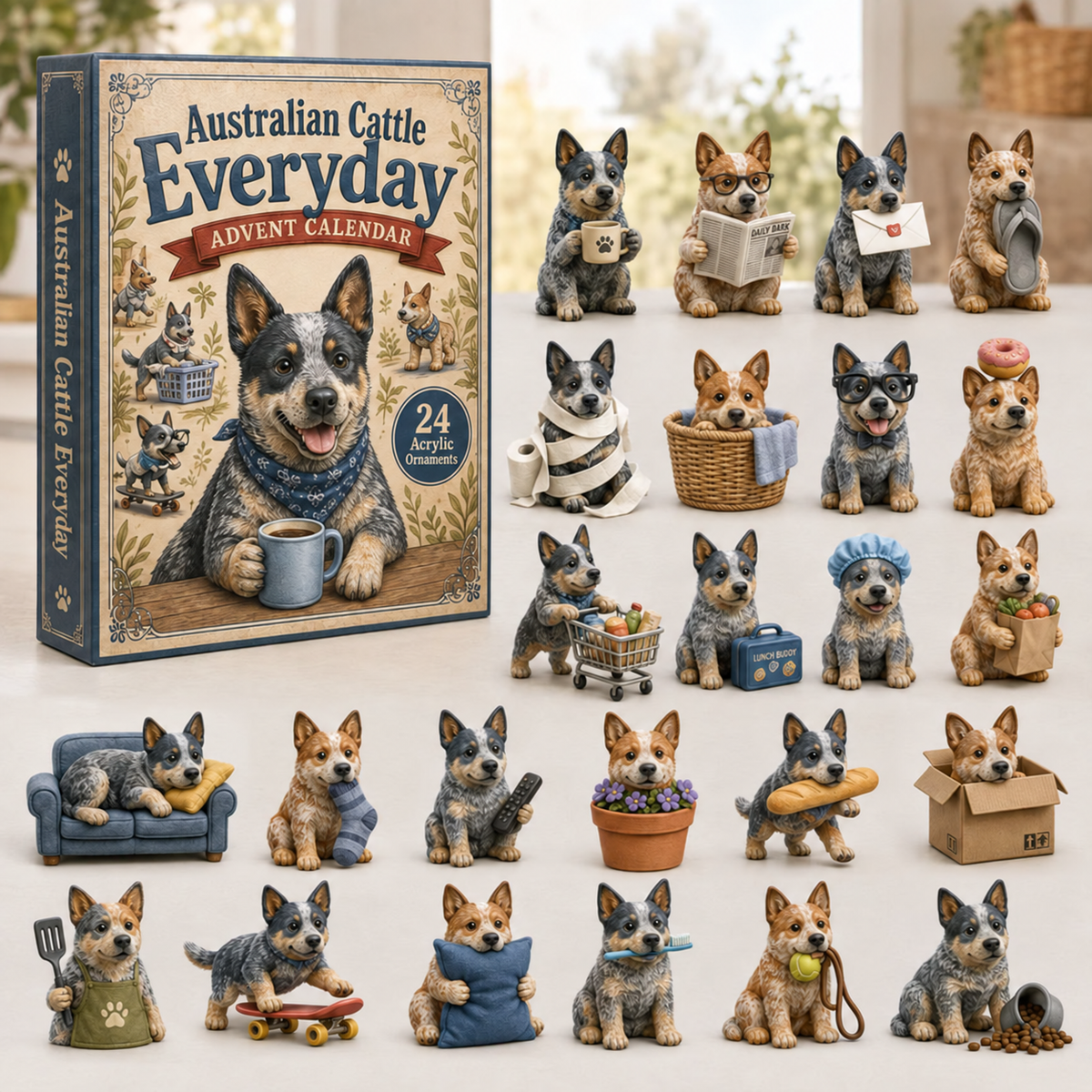 Everyday Cattle Dog Advent Calendar 2026 - 24-Day Festive Countdown, Acrylic Charms Blind Box - Gift For Dog Lovers