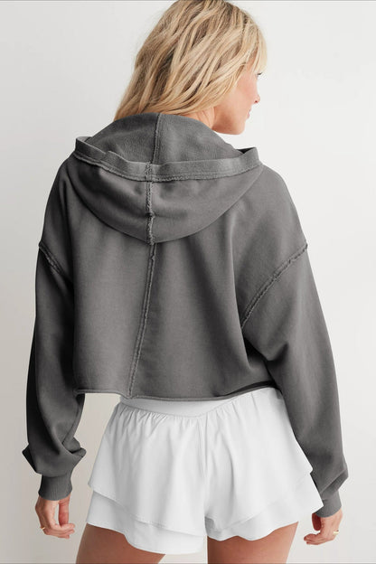 Relaxed V Neck Collared Pullover Sweatshirt