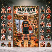 Personalized Basketball Advent Calendar with 24 Custom Photo Acrylic Ornaments, Player Number Christmas Gift for Basketball Family and Coach
