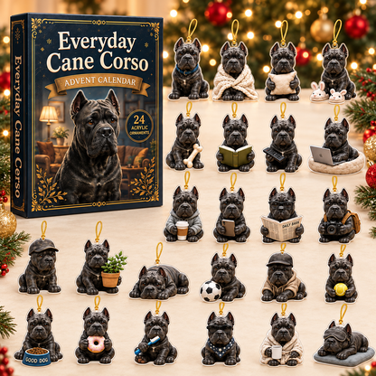Everyday Cane Corso Advent Calendar 2026 - 24-Day Festive Countdown, Acrylic Charms Blind Box - Gift For Cane Corso Lovers