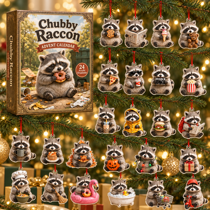 Chubby Raccoon Advent Calendar 2026 - 24-Day Festive Countdown, Acrylic Charms Blind Box - Gift For Racoon Lovers