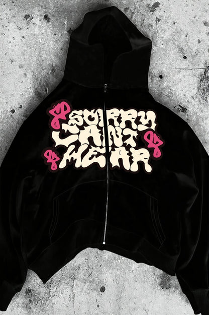 Graffiti Graphic Oversized Zip Hoodie