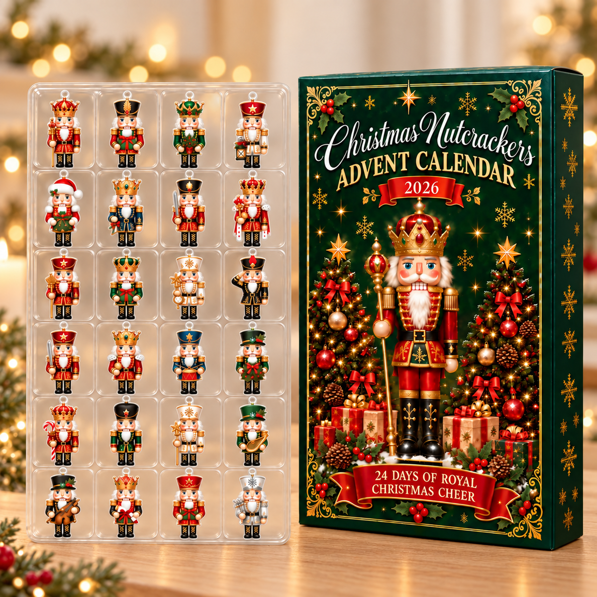 Christmas Nutcracker Advent Calendar 2026, 24 Day Nutcracker Ornament Set, Christmas Countdown Gift, Holiday Tree Decor, Xmas Keepsake
