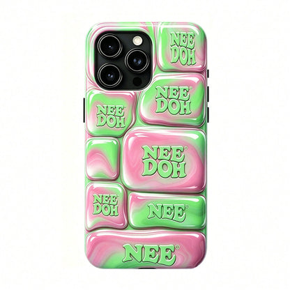 Nee Doh 3D Pink Green Marble Puffy Phone Case