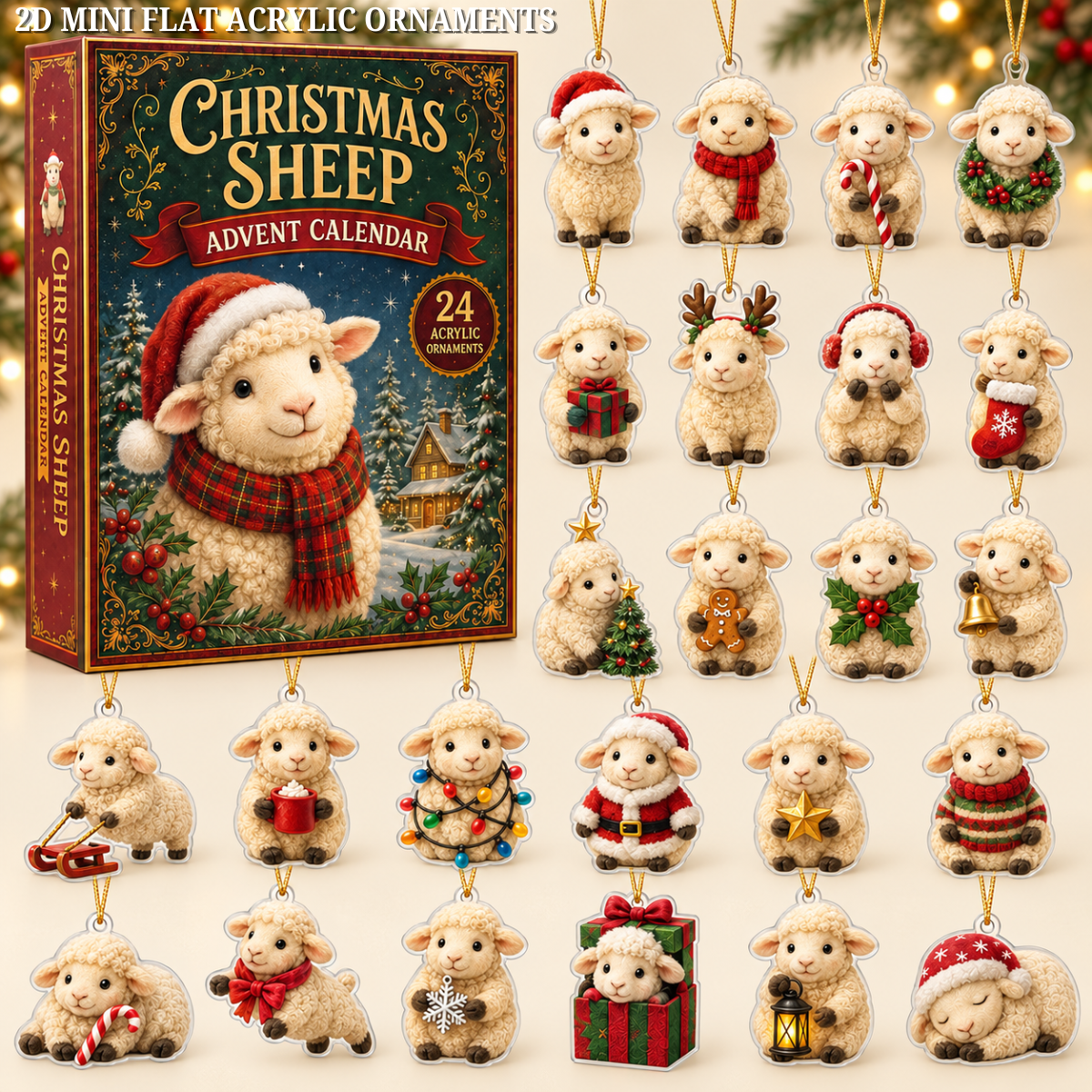 Christmas Sheep Holiday Advent Calendar 2026 - 24-Day Festive Countdown, Acrylic Charms Blind Box - Gift For Sheep Lovers