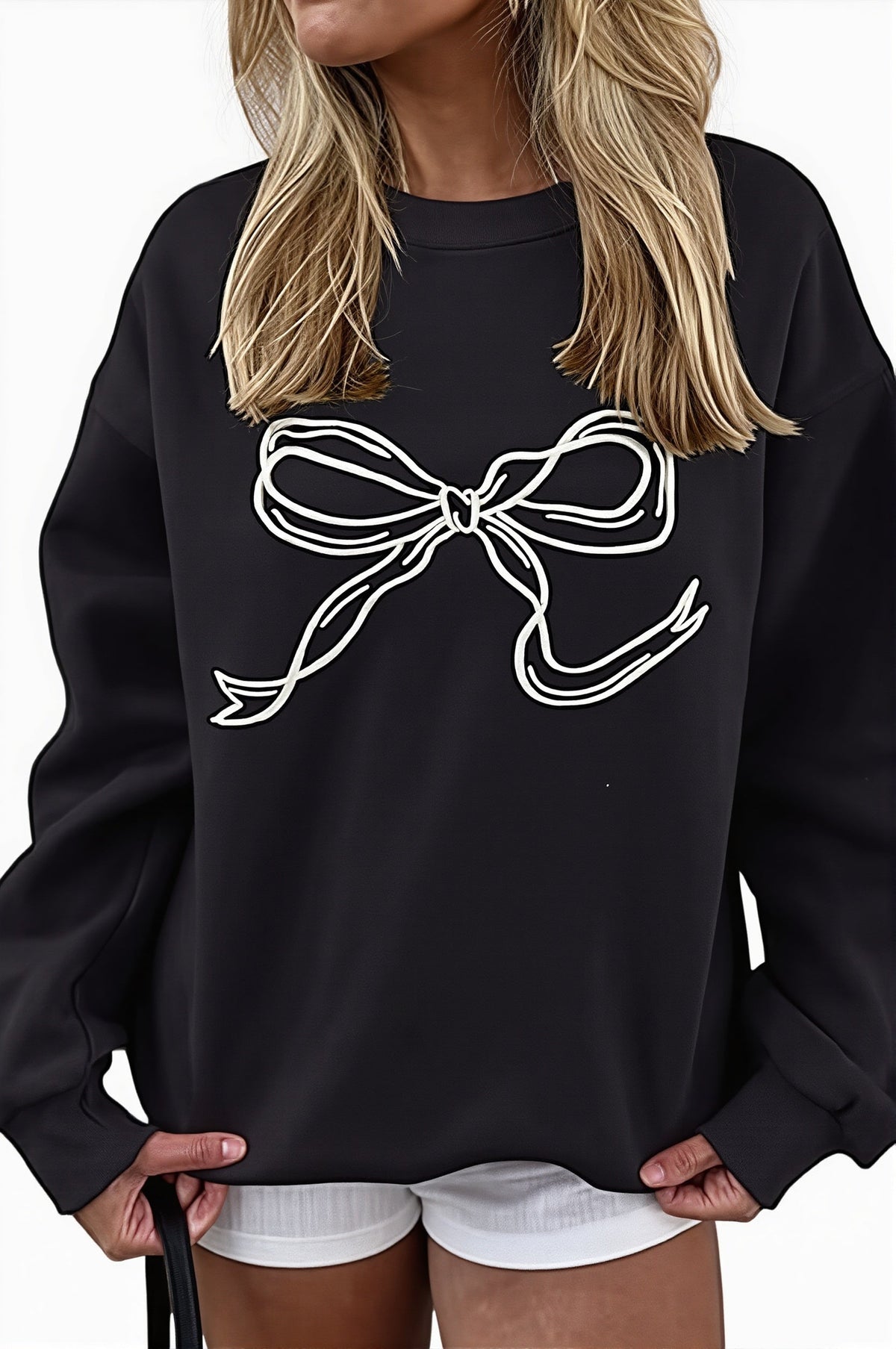 Bow Graphic Crew Neck Sweatshirt