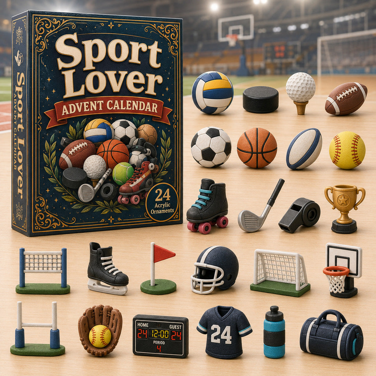 Sport Lover Advent Calendar 2026 - 24-Day Festive Countdown, Acrylic Charms Blind Box - Gift For Sports Lovers