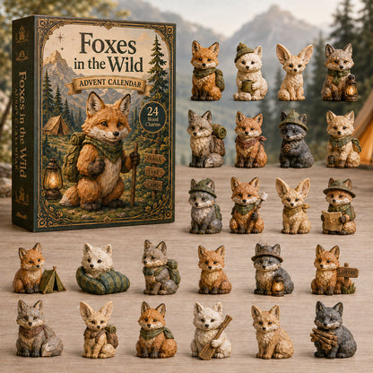 Wild Fox Adventure Advent Calendar 2026 - 24-Day Festive Countdown, Wooden Charms Blind Box - Gift For Fox Lovers