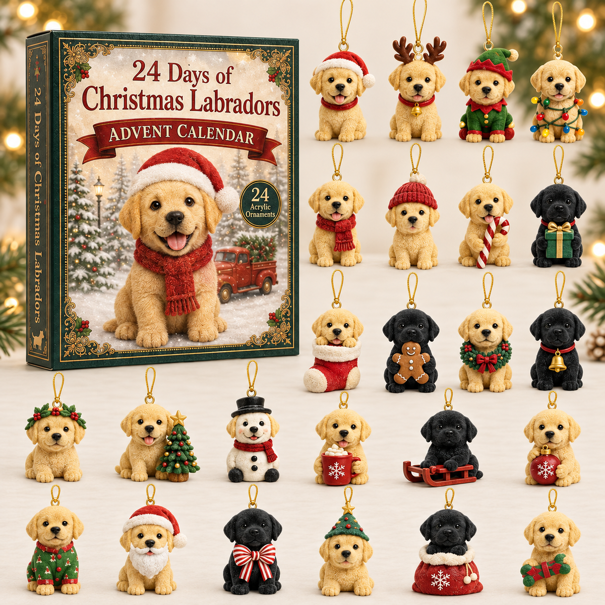Christmas Labrador Advent Calendar 2026 - 24-Day Festive Countdown, Acrylic Charms Blind Box - Gift For Labrador Lovers