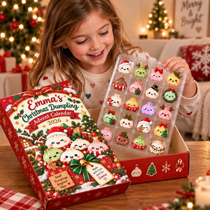 Personalized Christmas Dumpling Advent Calendar 2026, 24 Acrylic Dumpling Ornaments