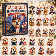 Americana Bulldog Collection Advent Calendar 2026 - 24-Day Festive Countdown, Acrylic Charms Blind Box - Gift For Bulldog Lovers