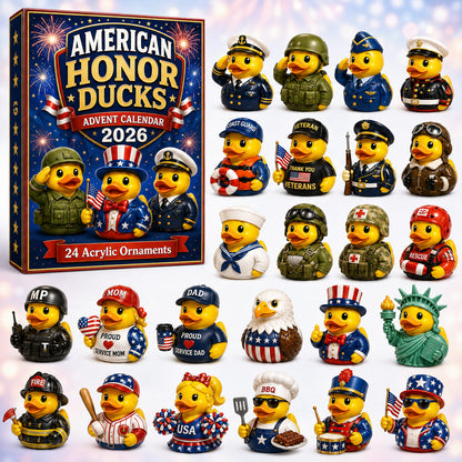 American Honor Rubber Duck Advent Calendar 2026 - 24-Day Festive Countdown, Acrylic Charms Blind Box - Gift For Family & Friends
