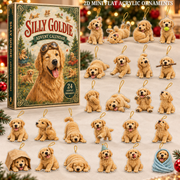 Silly Goldie Advent Calendar 2026 - 24-Day Festive Countdown, Acrylic Charms Blind Box - Gift For Dog Lovers