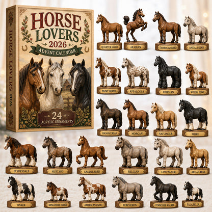 Horse Lovers Advent Calendar 2026 - 24-Day Festive Countdown, Acrylic Charms Blind Box - Gift For Horse Lovers