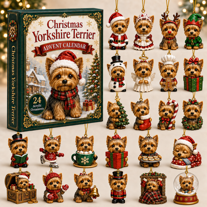 Christmas Yorkshire Terrier Advent Calendar 2026 - 24-Day Festive Countdown, Acrylic Charms Blind Box - Gift For Dog Lovers