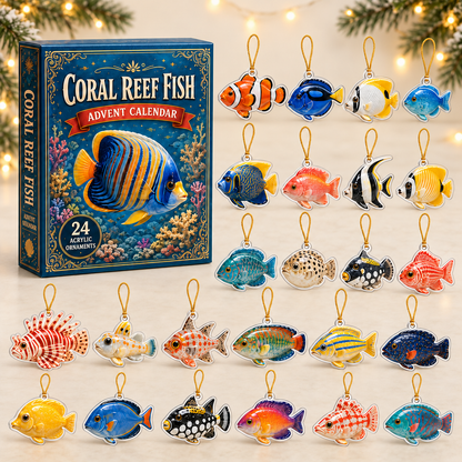 Coral Reef Fish Advent Calendar 2026 - 24-Day Festive Countdown, Acrylic Charms Blind Box - Gift For Fish Lovers