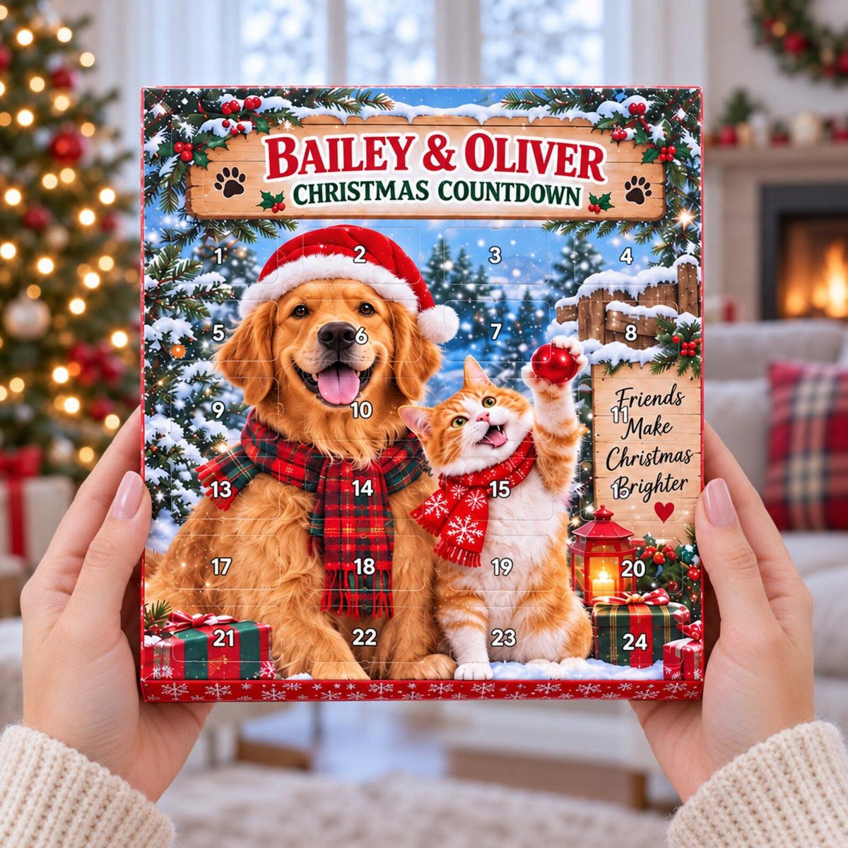 Personalized Pet Advent Calendar 2026, Custom Dog and Cat Christmas Countdown, Photo Ornament Gift for Dog Mom, Cat Mom, Pet Owners & Family