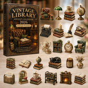 Vintage Library Advent Calendar 2026 - 24-Day Festive Countdown, Acrylic Charms Blind Box - Gift For Reading Lovers