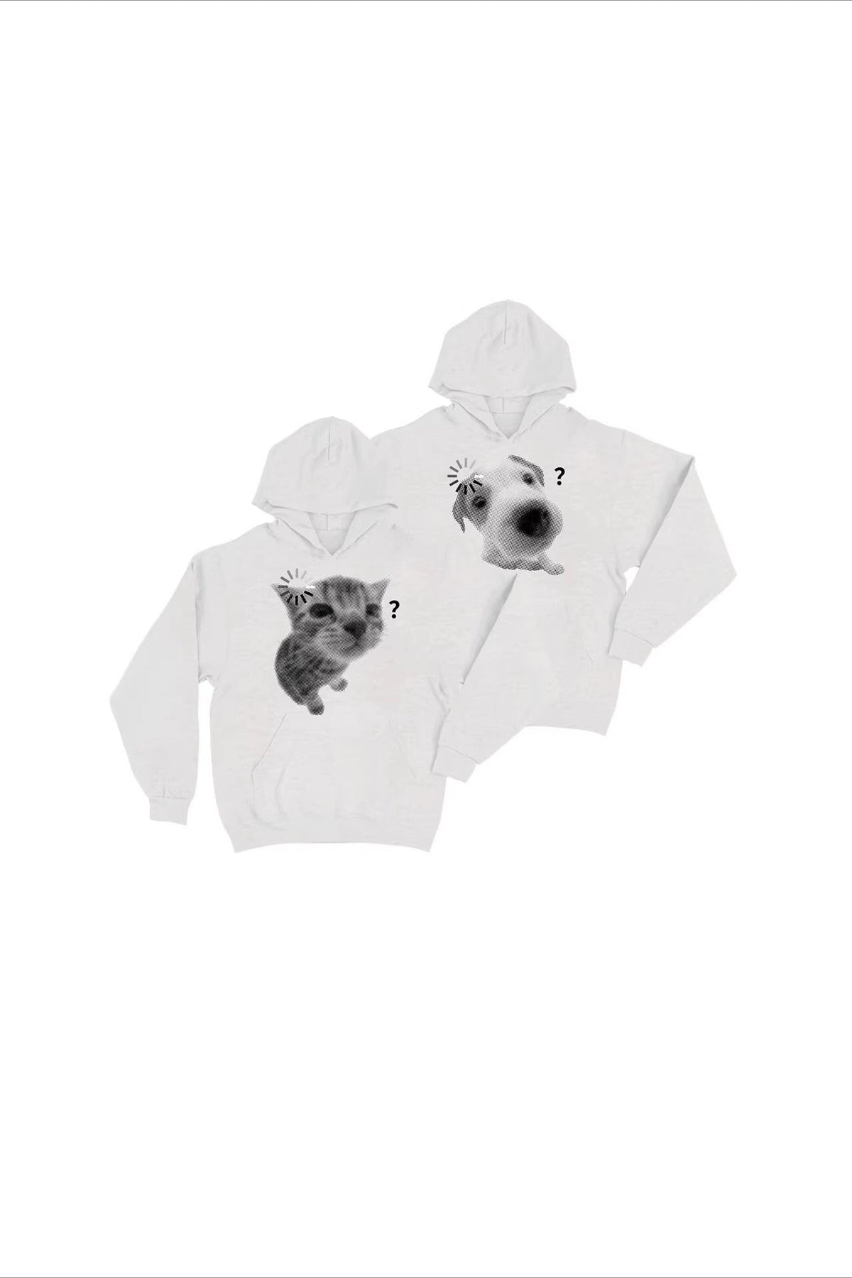 Cat and Dog Graphic Heavyweight Pullover Hoodie