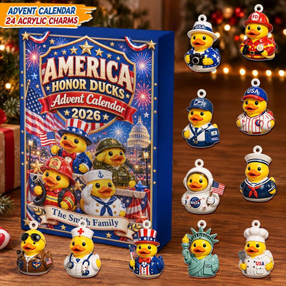 America Honor Ducks Advent Calendar, 24 Acrylic Charms, 2026 Patriotic Duck Countdown, American Keepsake