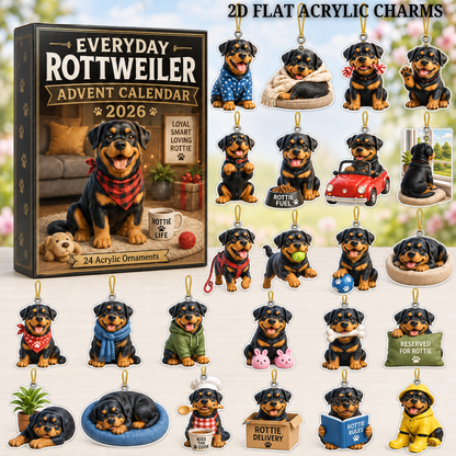 Everyday Rottweiler Advent Calendar 2026 - 24-Day Festive Countdown, Acrylic Charms Blind Box - Gift For Rottweiler Lovers