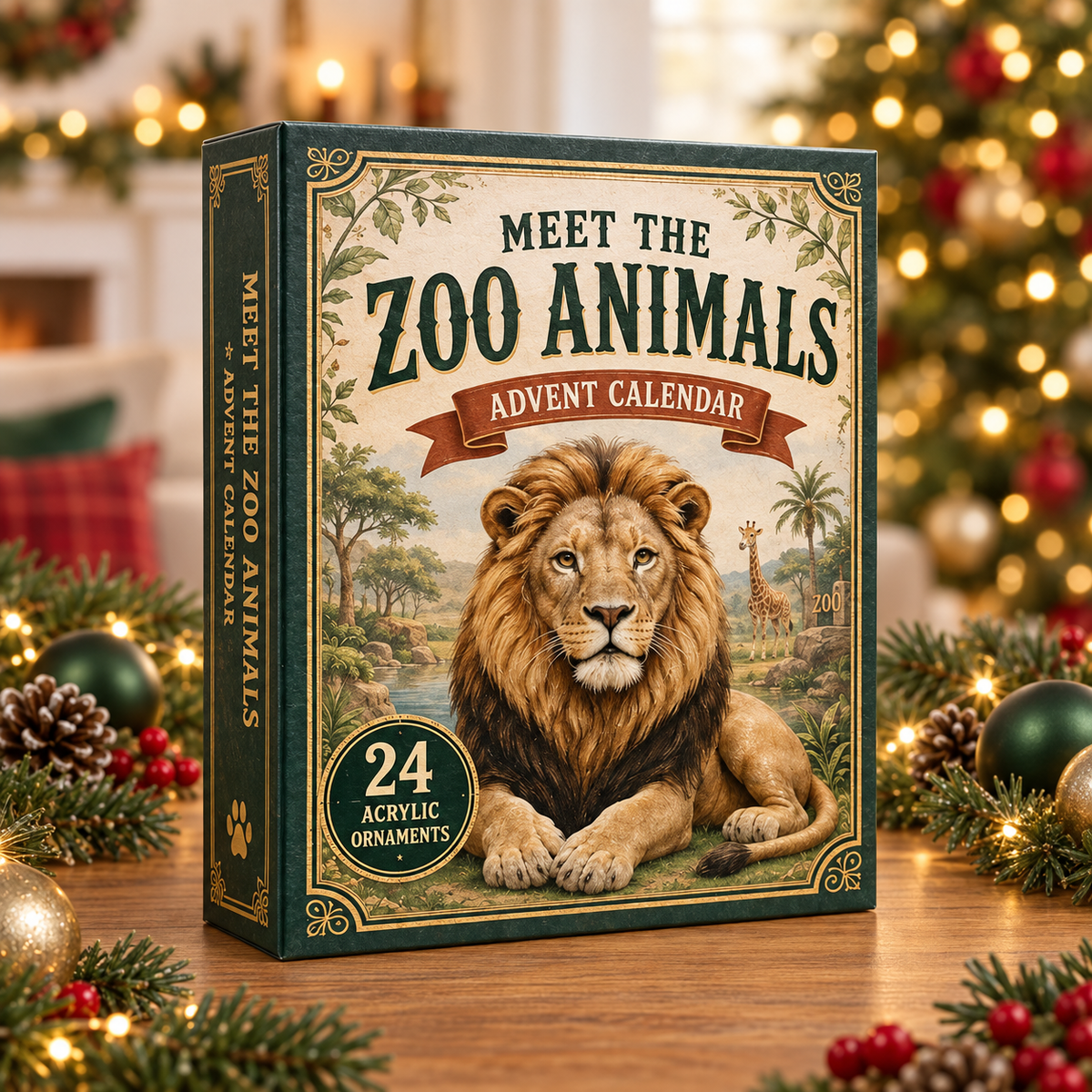 Zoo Animals Kingdom Advent Calendar 2026 - 24-Day Festive Countdown, Acrylic Charms Blind Box - Gift For Animal Lovers
