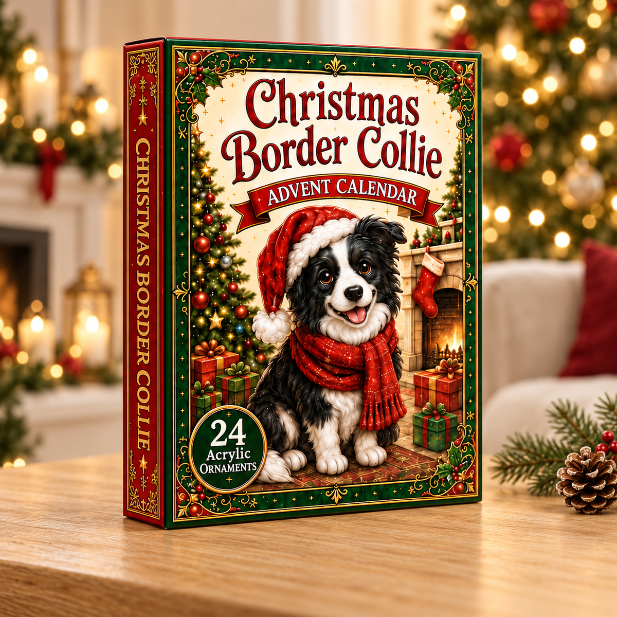 Christmas Border Collie Advent Calendar 2026 - 24-Day Festive Countdown, Acrylic Charms Blind Box - Gift For Dogs Lovers