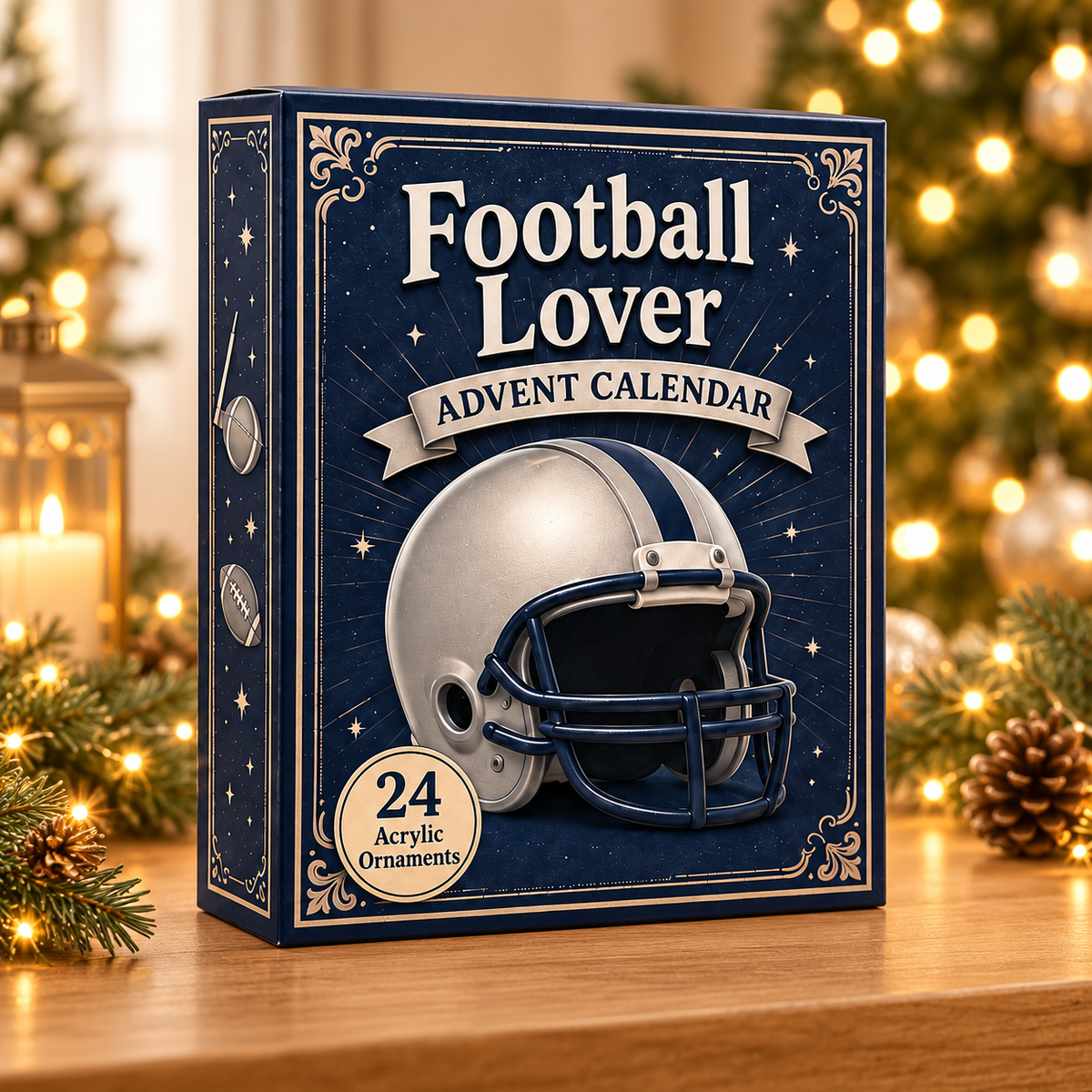 Football Blue Theme Advent Calendar 2026 - 24-Day Festive Countdown, Acrylic Charms Blind Box - Gift For Football Lovers
