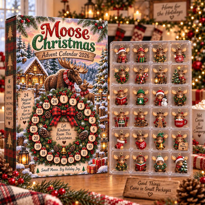 Moose Christmas Advent Calendar 2026 24 Day Woodland Countdown Rustic Holiday Decor Winter Animal Charms Family Gift