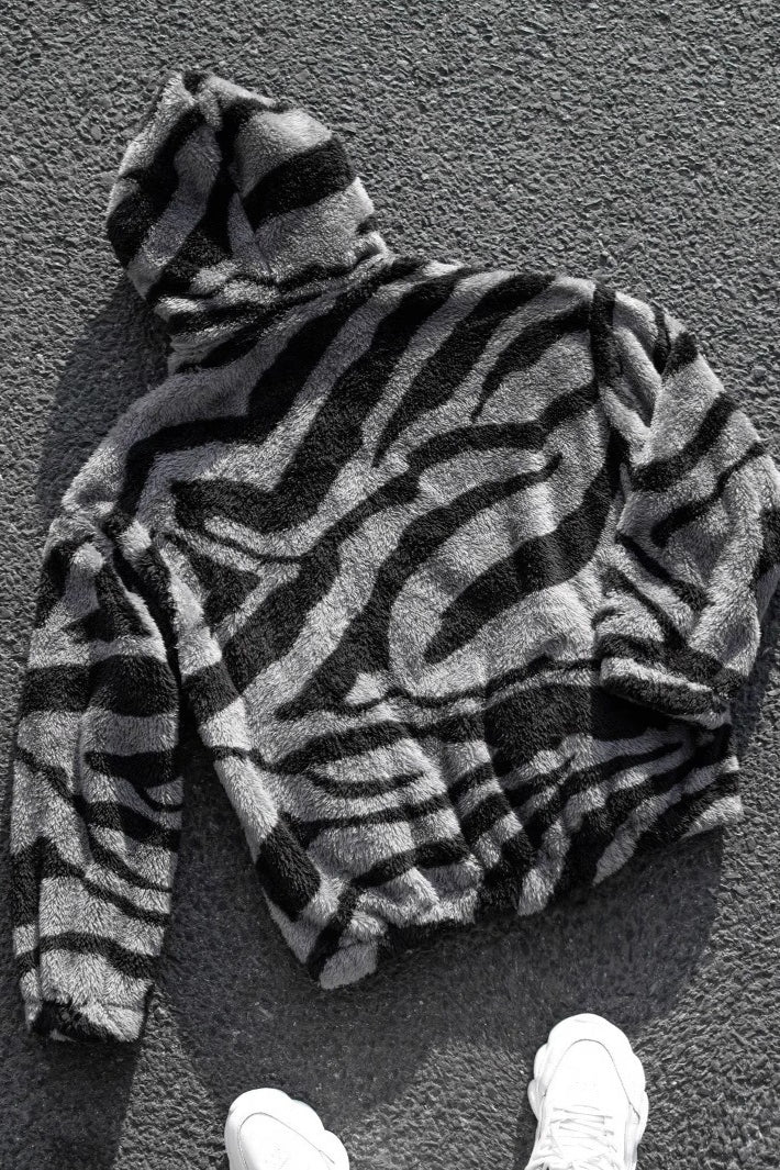 Contrast Panel Zip Hoodie