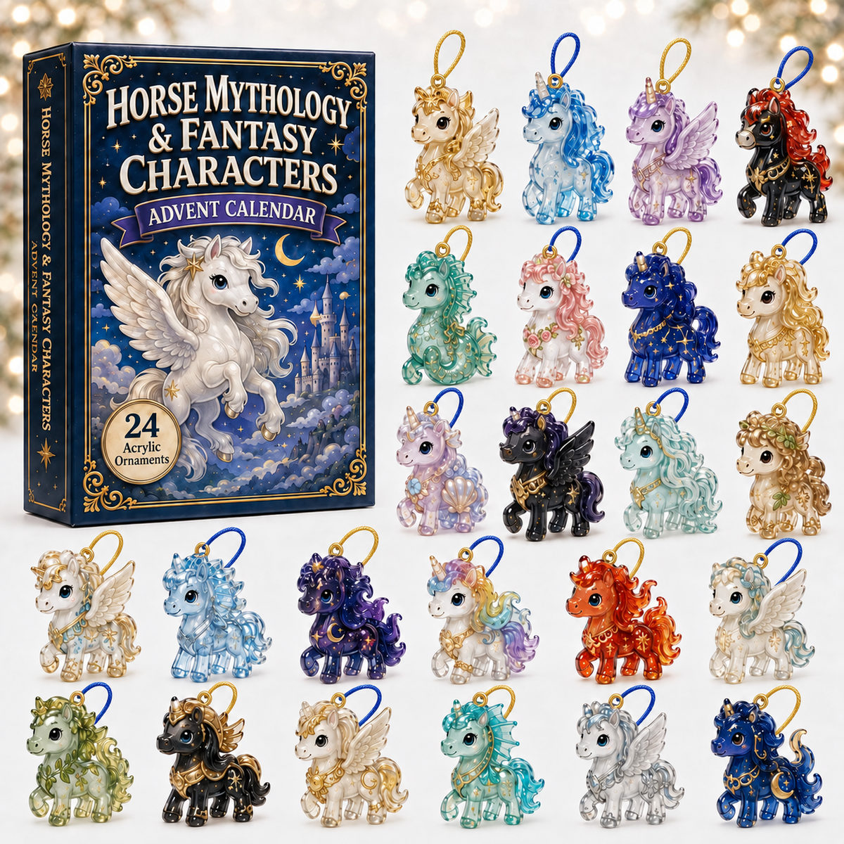 Horse Mythical Advent Calendar 2026 - 24-Day Festive Countdown, Acrylic Charms Blind Box - Gift For Fantasy Lovers