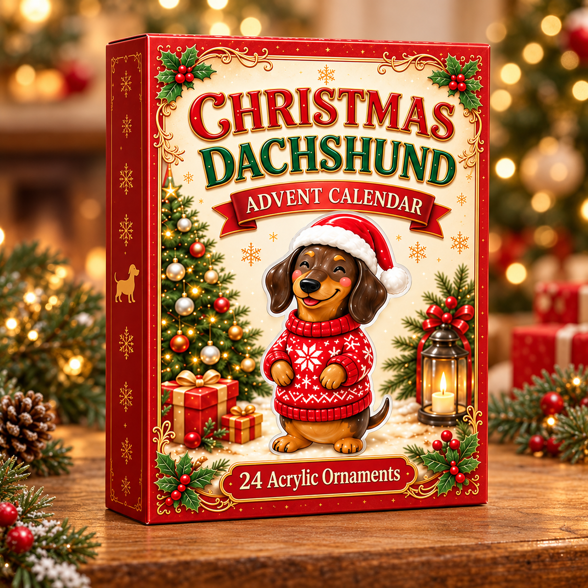 Christmas Dachshund Advent Calendar 2026 - 24-Day Festive Countdown, Acrylic Charms Blind Box - Gift For Dachshund Lovers