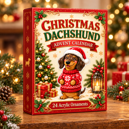 Christmas Dachshund Advent Calendar 2026 - 24-Day Festive Countdown, Acrylic Charms Blind Box - Gift For Dachshund Lovers