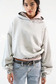 Camouflage Trim Cropped Hoodie