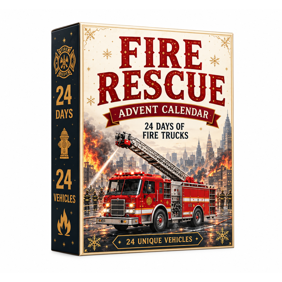 2026 Fire & Rescue Advent Calendar – 24-Day Fire Truck & Rescue Vehicle Countdown, Action-Packed Firefighter Christmas Gift and Holiday Surprise for Kids