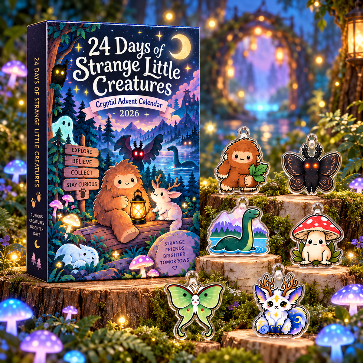 Cryptid Advent Calendar 2026, 24 Days of Strange Little Creatures, Cute Cryptid Christmas Countdown, Mystery Gift for Cryptid Lovers, Birthday Gift