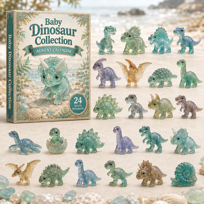 Acrylic Crystal Baby Dinosaur Advent Calendar 2026 - 24-Day Festive Countdown, Acrylic Charms Blind Box - Gift For Dinosaur Lovers