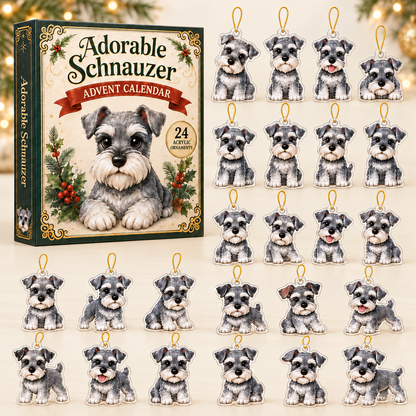 Adorable Schnauzer Advent Calendar 2026 - 24-Day Festive Countdown, Acrylic Charms Blind Box - Gift For Dog Lovers