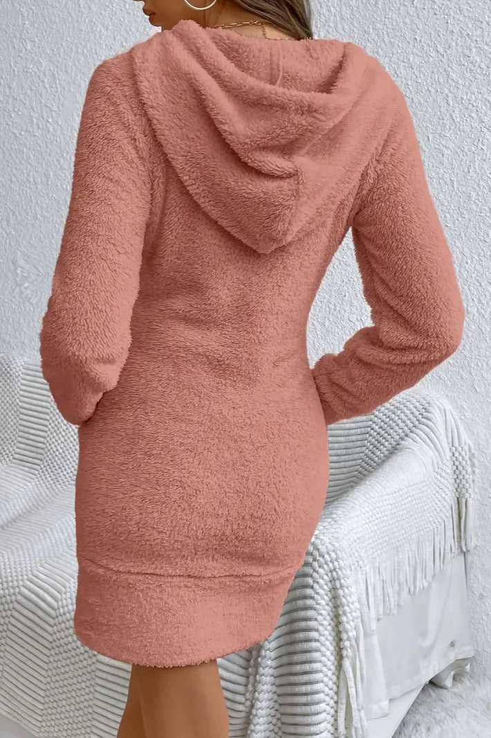 Plush Fleece Hooded Mini Dress