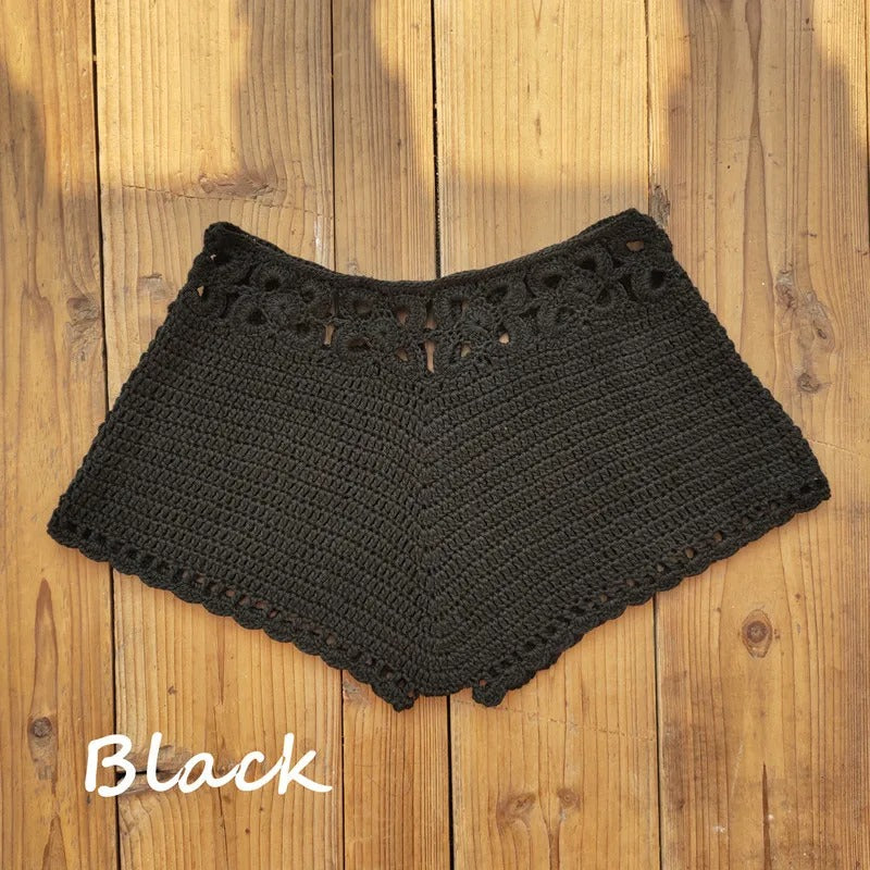Rainbow Striped Crochet V-Cut Beach Shorts