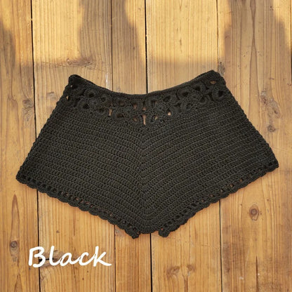 Rainbow Striped Crochet V-Cut Beach Shorts