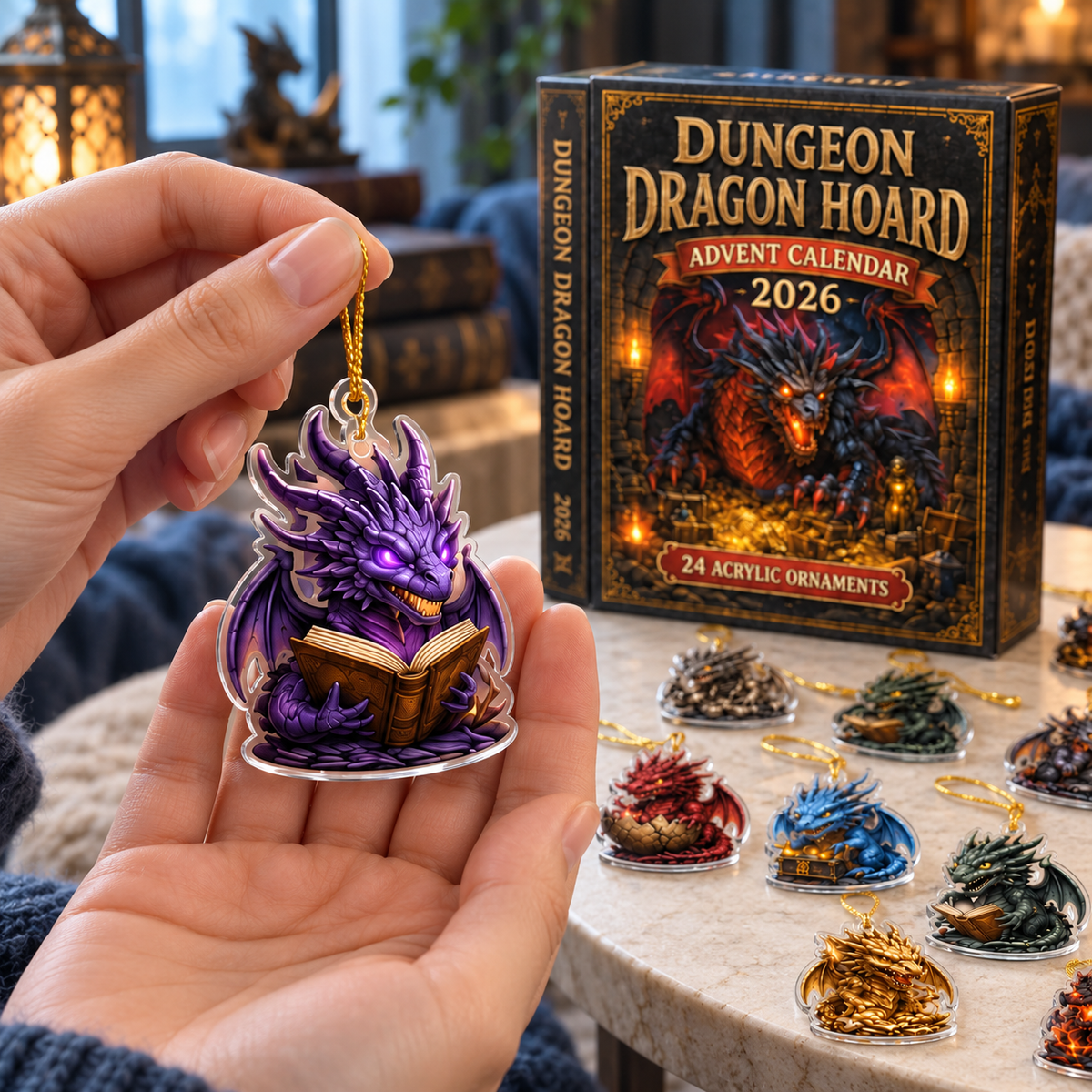 Personalized Dragon Advent Calendar 2026, 24 Acrylic Dragon Charms, 3D Effect Fantasy Countdown Gift For Dragon Lovers, Kid